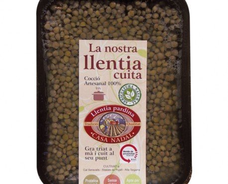 Bandeja Lenteja pardina Alta Segarra. Formato 2 kg para hostelería y 0,400 g por uso individual.