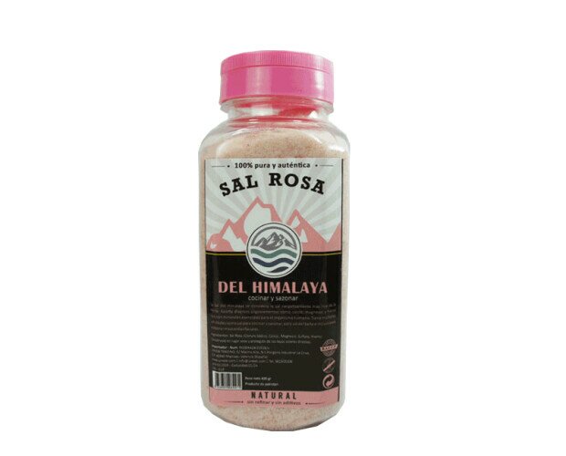 Salero sal rosa. Salero de sal rosa del Himalaya de 400 g