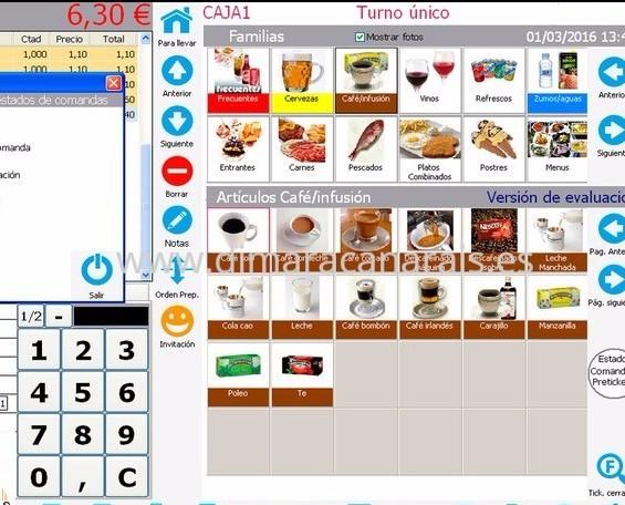 Software DimaraCanarias. Software para Cafeterías