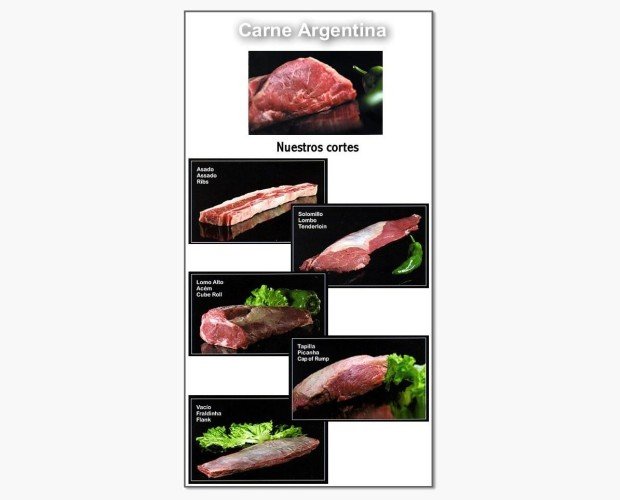 Carne Argentina.Carne de ternera argentina variedad de cortes