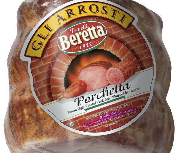 Porchetta. Porchetta sin cotena envasada en vacio, producto italiano de alta gama.