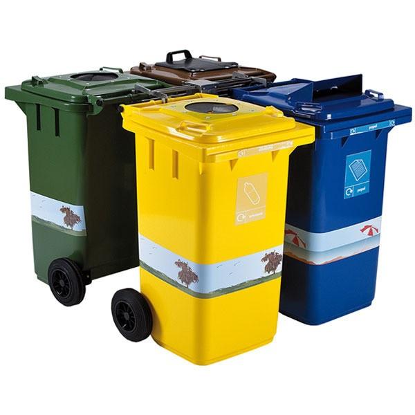 Cubos de basura industriales. Variedad de colores