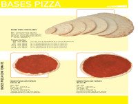 Pizzas Congeladas. Disponemos también de bases con salsa de tomate. 