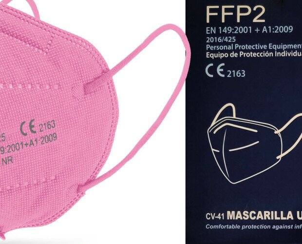 Mascarillas FFP2 rosa. Mascarillas distribuidas en cajas de 25 unidades