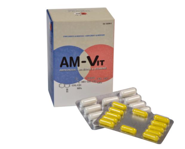 AM-Vit. Es un complemento alimenticio de aminoácidos esenciales, vitaminas y minerales