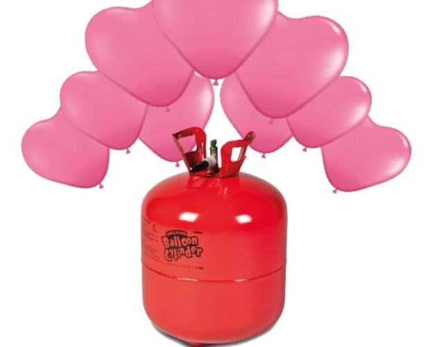 Pack San Valentin helio rosa. Bombona y globos rosa