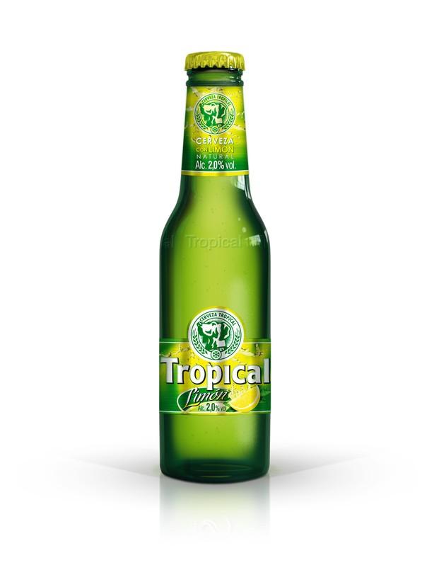 Botella Tropical Limón 3D. Cerveza Tropical Limón