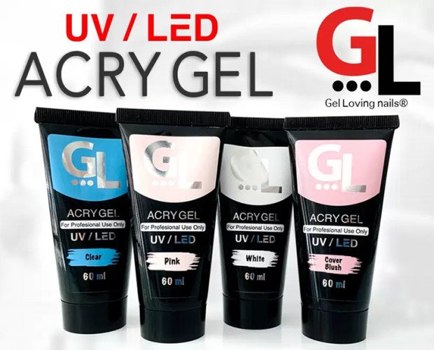 Acrygel GL® nails. Es un híbrido entre gel y acrílico, fórmula todo en uno para el cuidado de las uñas