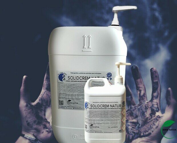 SOLIDCREM NATUR. Crema para el lavado de manos industrial con abrasivos 100% de origen natural.