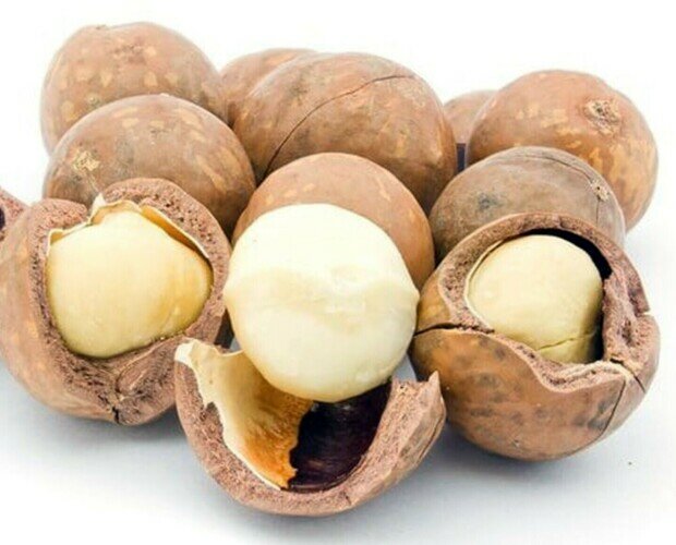 Nueces de macadamia. Tienen un sabor suave, mantecoso y crujiente