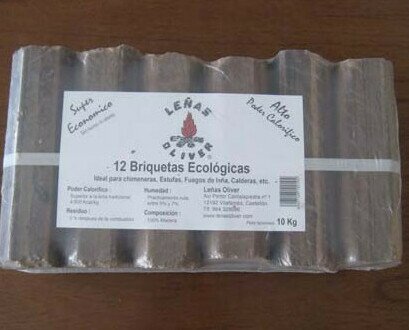 Briquetas ecológicas. Briquetas ecológicas 9 Kg compuesta de 12 tubos