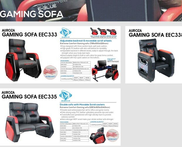 Sofas Gaming. Sofas con diseño unico y exclusivo, bordados, 3 posiciones para reclinar y ruedas.