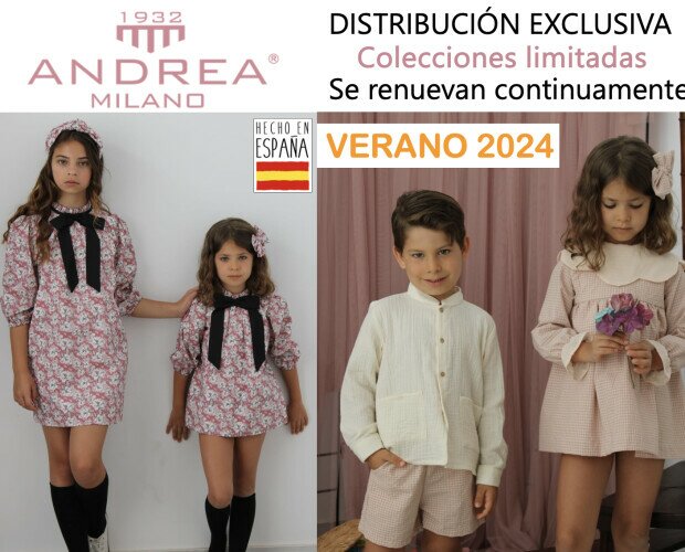 Andrea Milano ropa al por mayor. Andrea Milano Ropa infantil hecha en España. Venta exclusiva en Tumodakids
