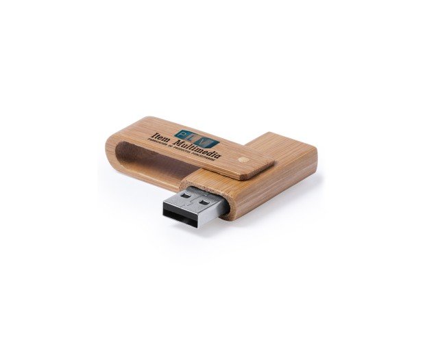USB swing de bamboo. Memoria USB de nuestra línea natura, con 16GB de memoria, impresión de logo