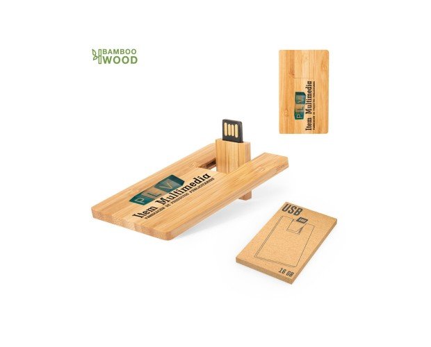 USB tarjeta Bamboo. Fabricada con bamboo, ideal para los que piensa en verde