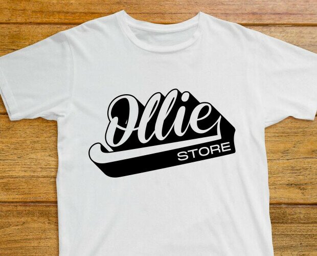 Camiseta Ollie Store original. Camiseta blanca manga corta 100% algodón estampado con el logo Ollie Store original