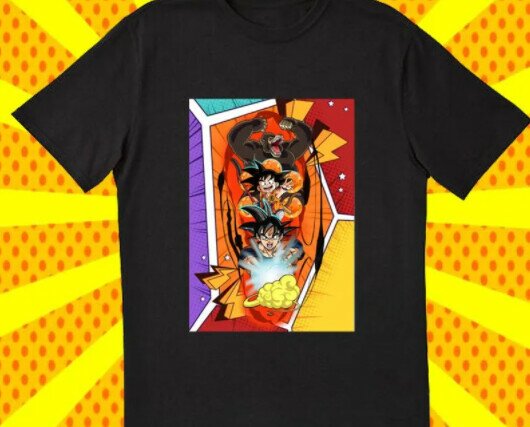 Camiseta Goku negra. Camiseta negra con estampado de Goku