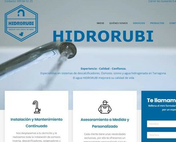 Diseño web osmosis tarragona. Diseño web para empresa en Tarragona de instalación de agua pura en empresas
