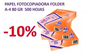 10% de descuento comprando papel folder 80 gr. de 500 hojas