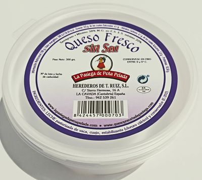 Tarrina queso fresco - Caja 16 uds (300 g sin sal) 