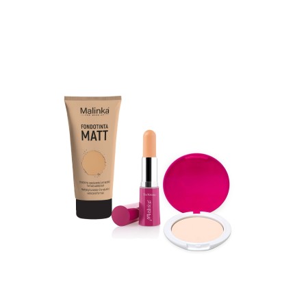 Kit Mat Medium Skin - Base de maquillaje mat n04 - Stick corrector n03 - Polvos compactos n06